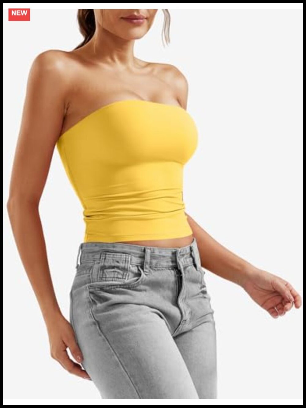Double Lined Stretchy Tube Top | Strapless Y2K Crop Top | Going Out - Picture 2 of 6